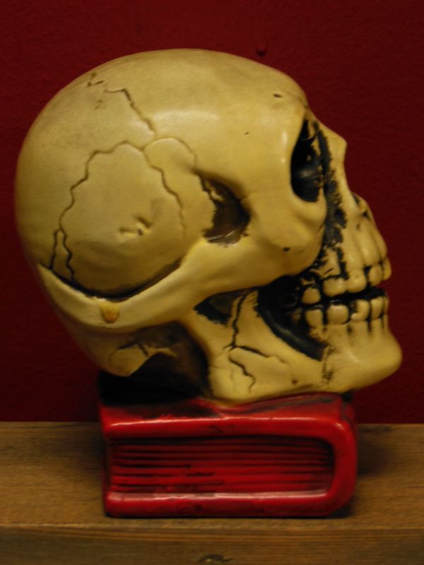 1950'S〜 SKULL ON BOOK BANK ヴィンテージ陶器製スカル骸骨貯金箱1