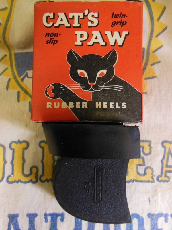 NOS CAT'S PAW RUBBER HEELS/PITCHED/7-8/9-10/10-11/BLACK/箱入デッド