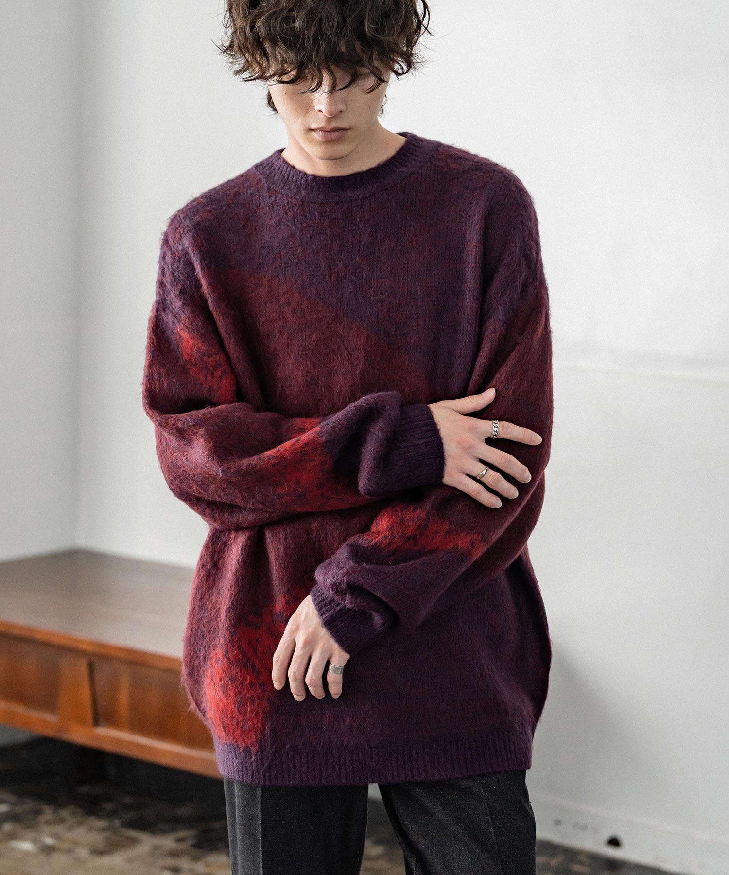 新色追加】オーバーサイズ モヘアライクグラデーションニット 13940