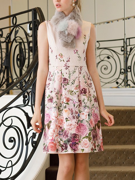 フラワー吹き上げプリントワンピース | Rose Tiara【ローズティアラ】