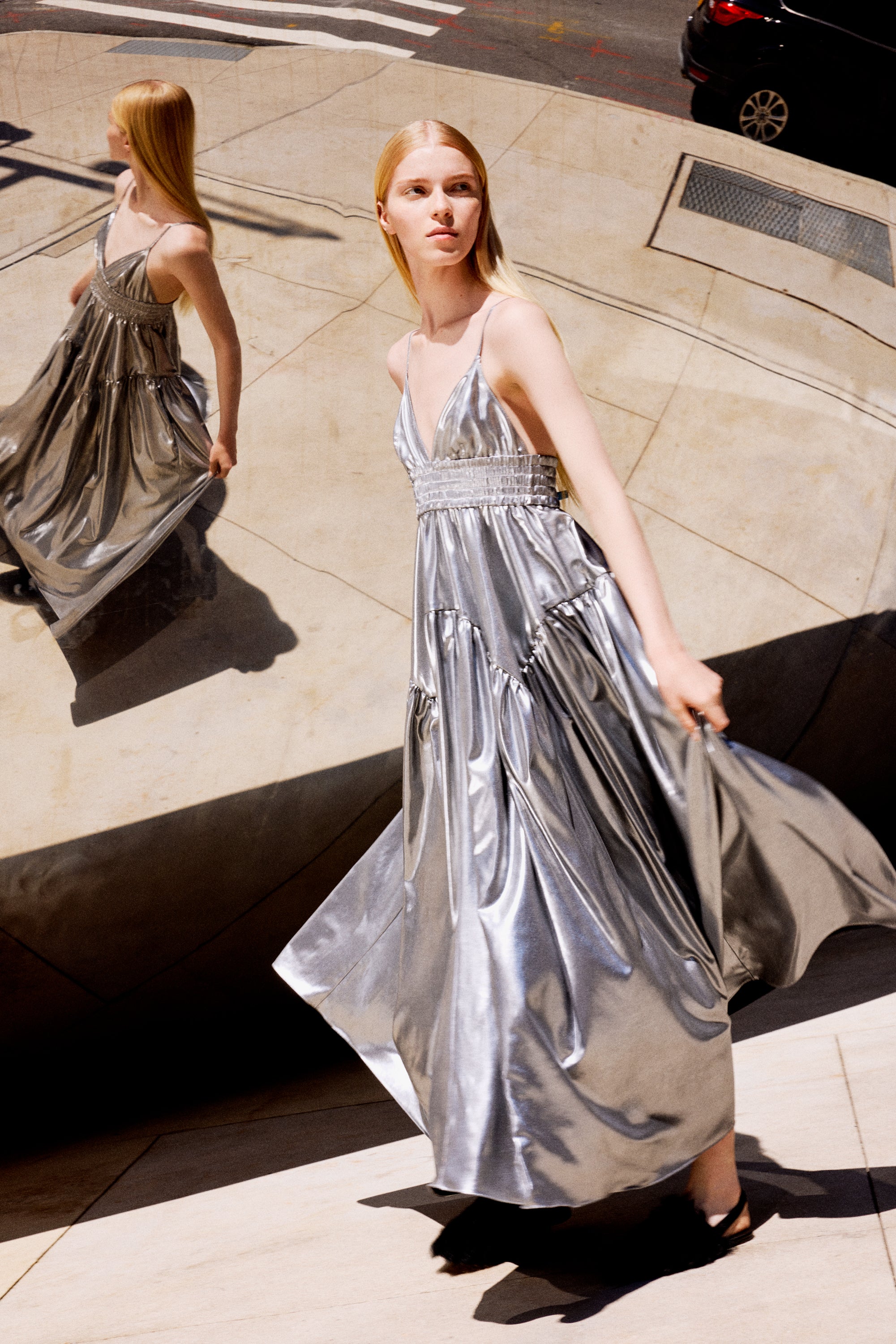 GATHERED PEPLUM CAMISOLE DRESS – Rosetta Getty