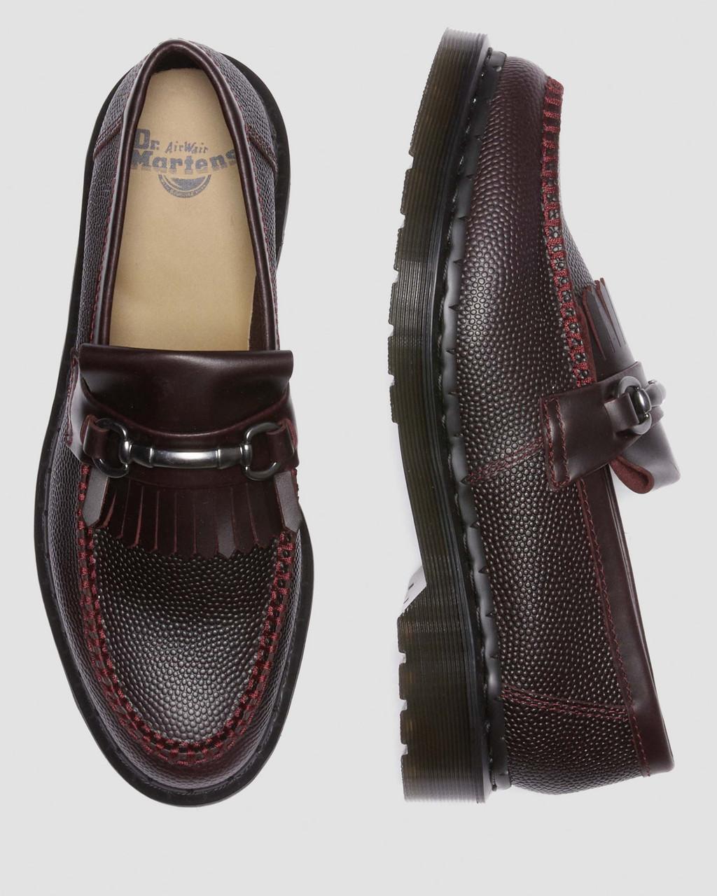 Unisex Adrian Snaffle Pebble Grain Leather Kiltie Loafers Oxblood