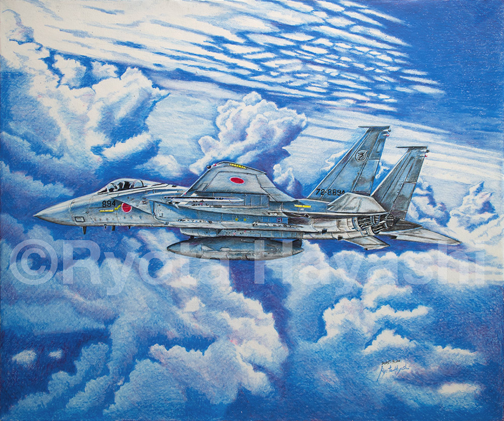 蒼の守護神 F-15J | 色鉛筆画家 林亮太