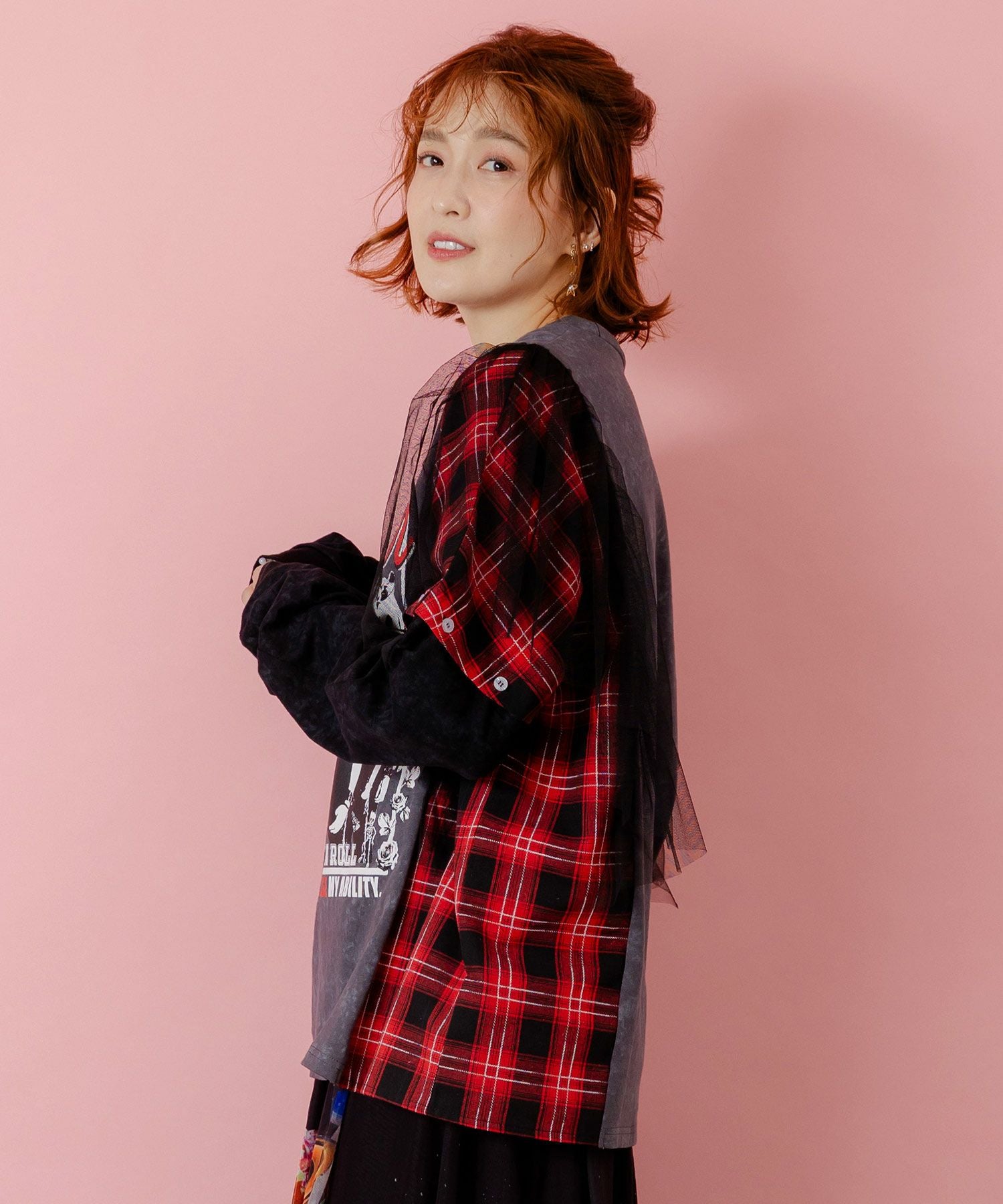 153633：ロックなアニマル柄 異素材切替2WAYロンTの通販-ScoLar