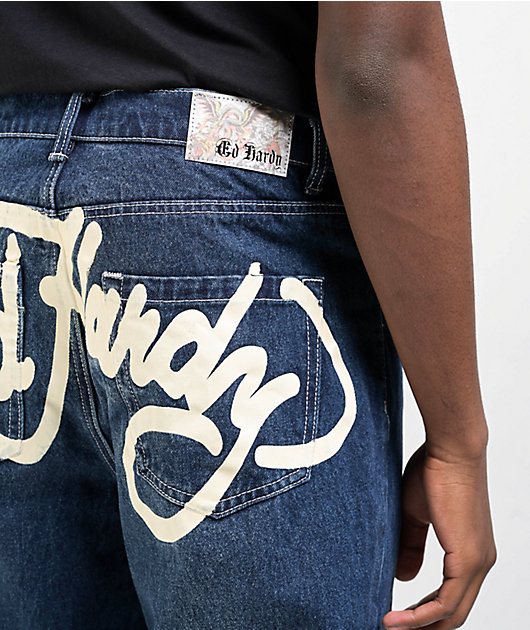 Ed Hardy Skull Heart Indigo Loose Fit Jeans | Zumiez