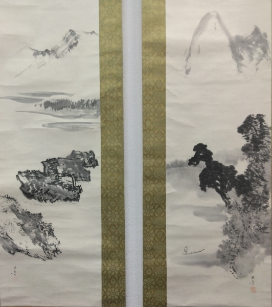 ☆ 売却済 2／6 メルカリ ☆ 川端玉章 山水図 双福 掛軸 共箱