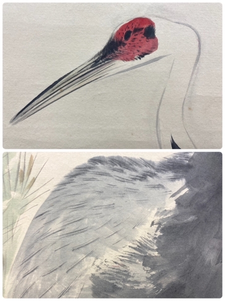 ☆ 売却済 2／13 メル ☆ 池上秀畝「稚松玄鶴」掛軸 紙本 肉筆 共箱 二