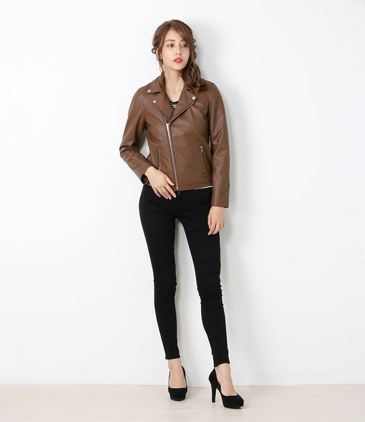 ライダースジャケット レザー レディース ダブル ラムレザー