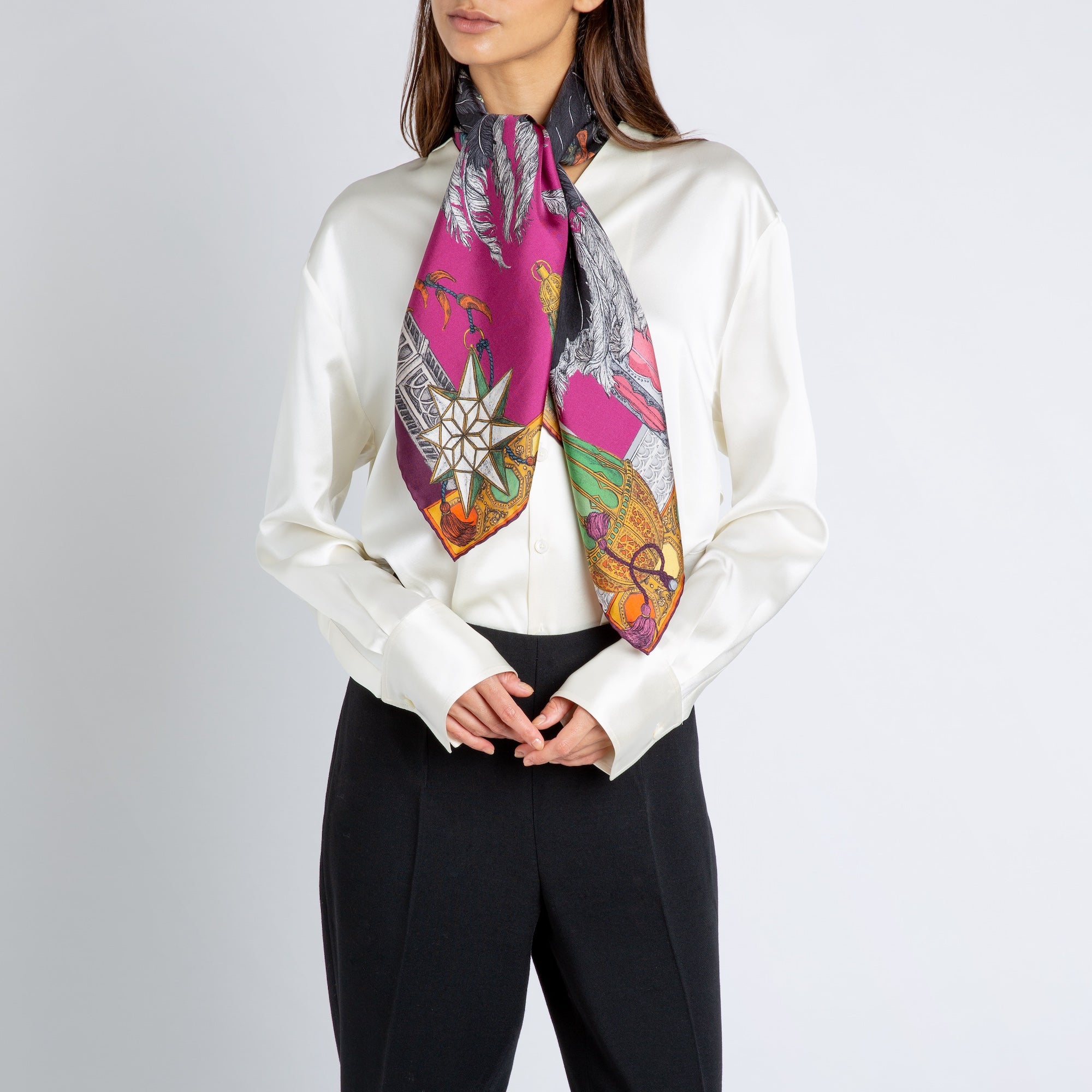 The Opulent Ostrich Silk Twill Scarf 90 – Sabina Savage
