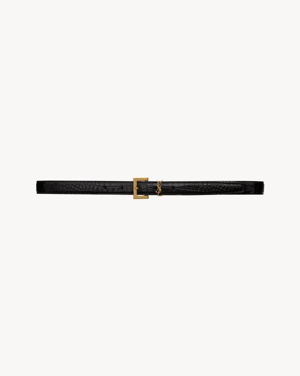 CASSANDRE thin belt in smooth leather in Black | Saint Laurent