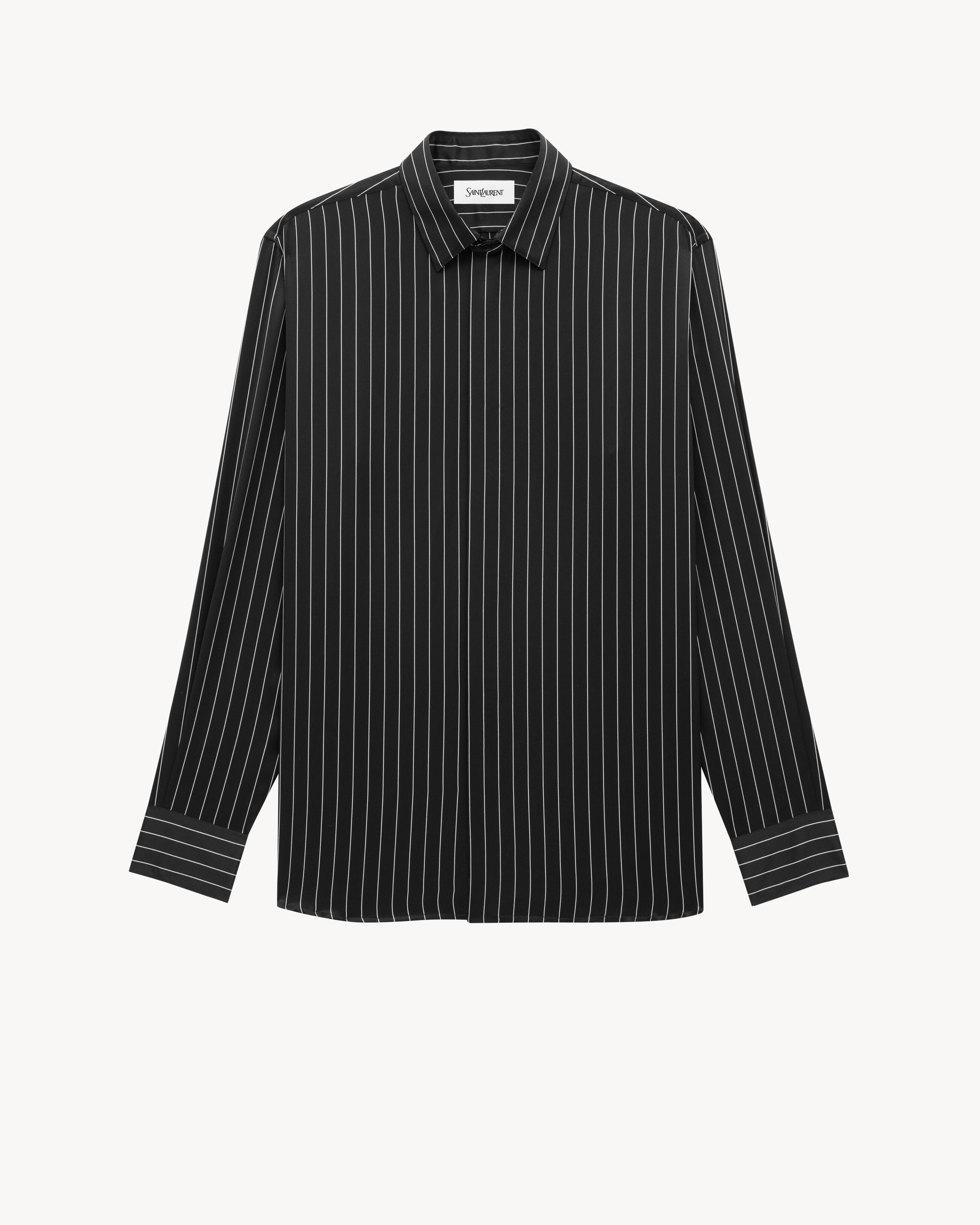 シャツ（ストライプ／シルク／サテン） ブラック | Saint Laurent