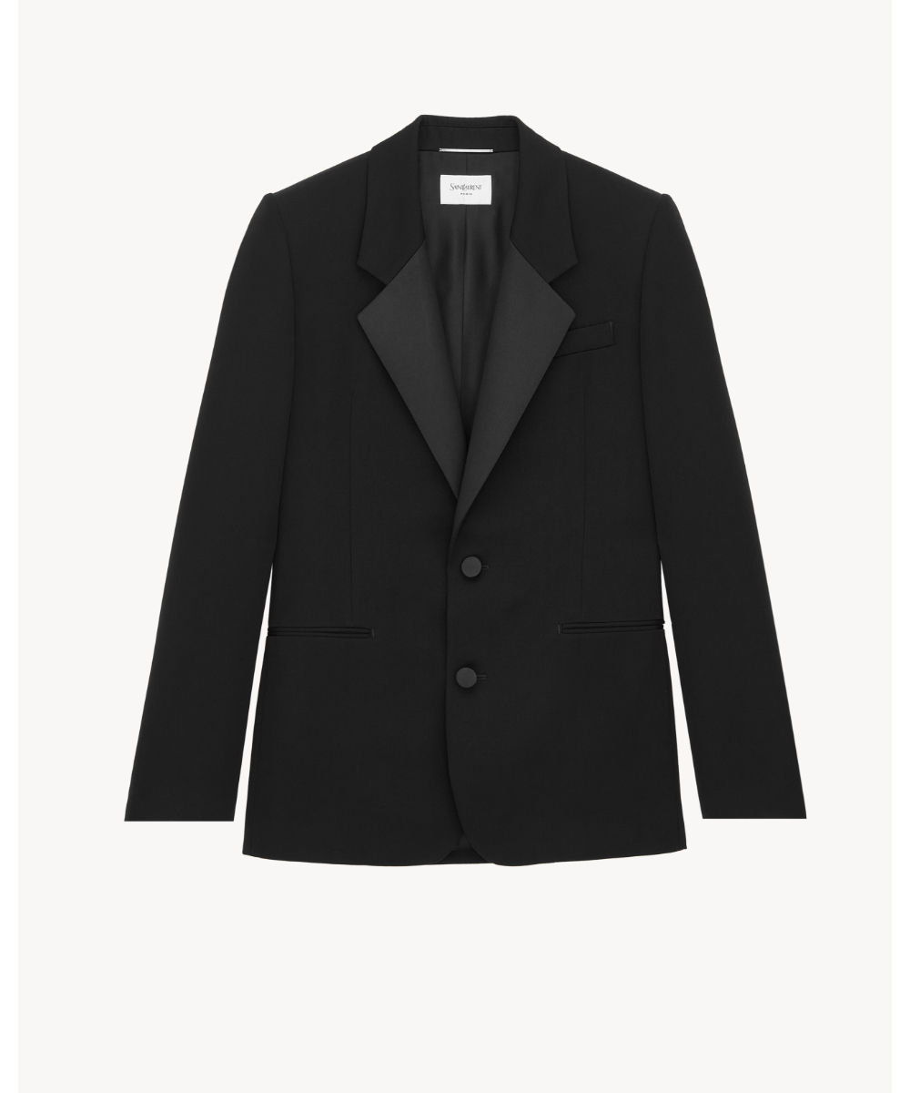 イブサンローラン ノーカラージャケット カシミヤカーディガン金ボタン