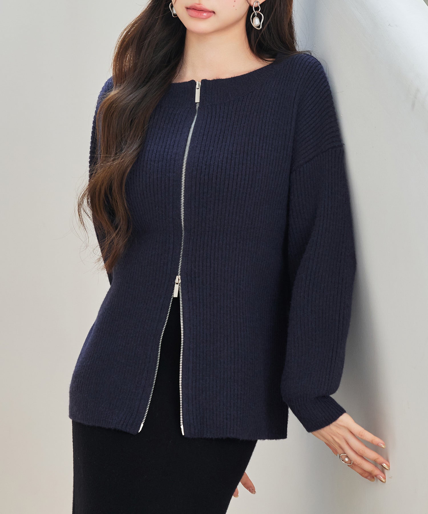 3WAYダブルジップニットカーディガンsdp8102 ネイビー – [公式]SAISON