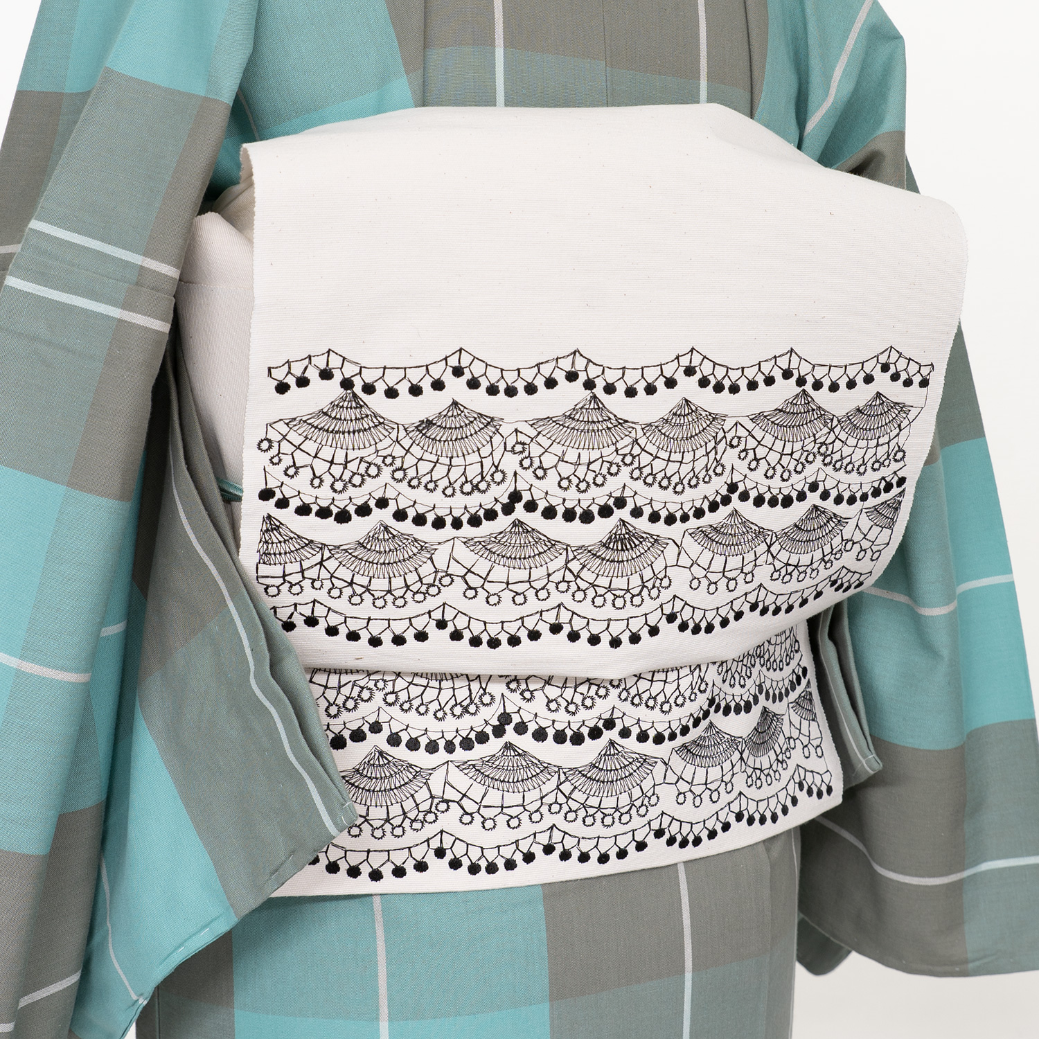 八寸ひとえ刺繍帯（波レース） | ＃さく研究所