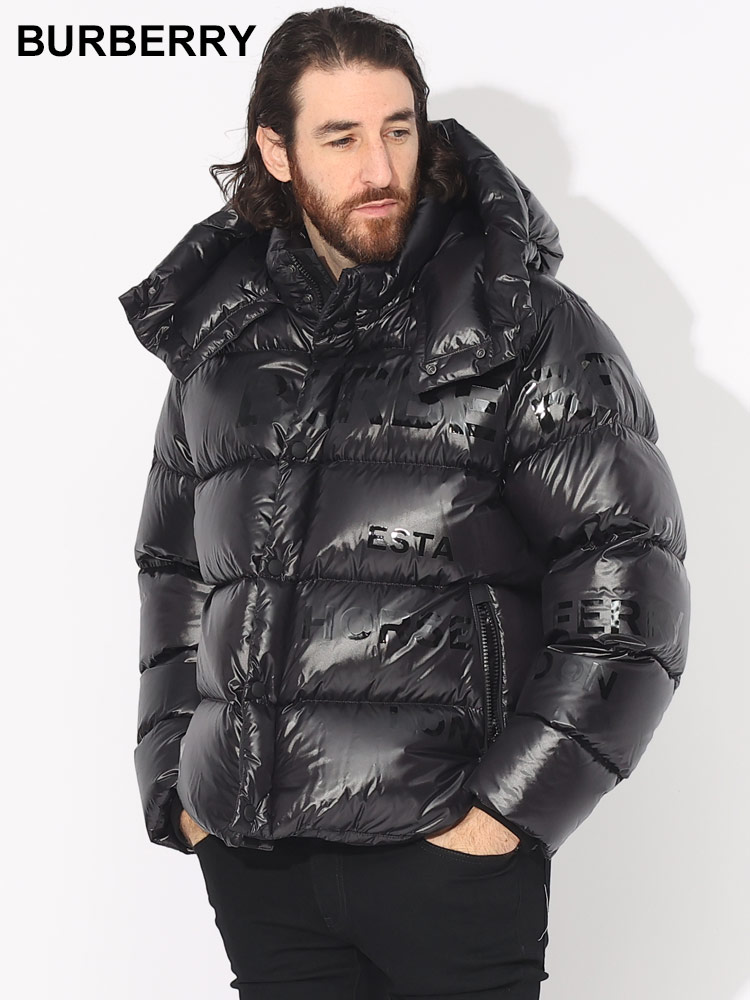BURBERRY (バーバリー) フード着脱可 ロゴプリント フルジップ ダウン