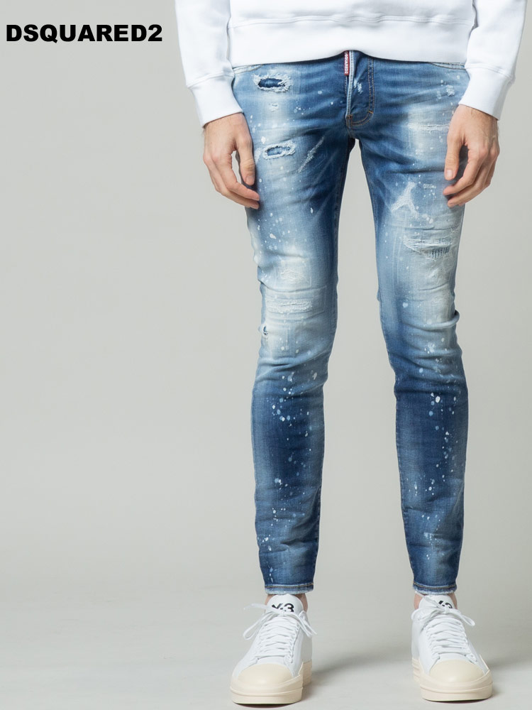 DSQUARED2 ディースクエアード メンズ ダメージ ペイント ボタンフライ