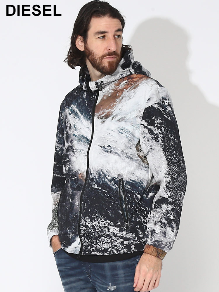 DIESEL (ディーゼル) ナイロン 総柄 フルジップ ジャケット