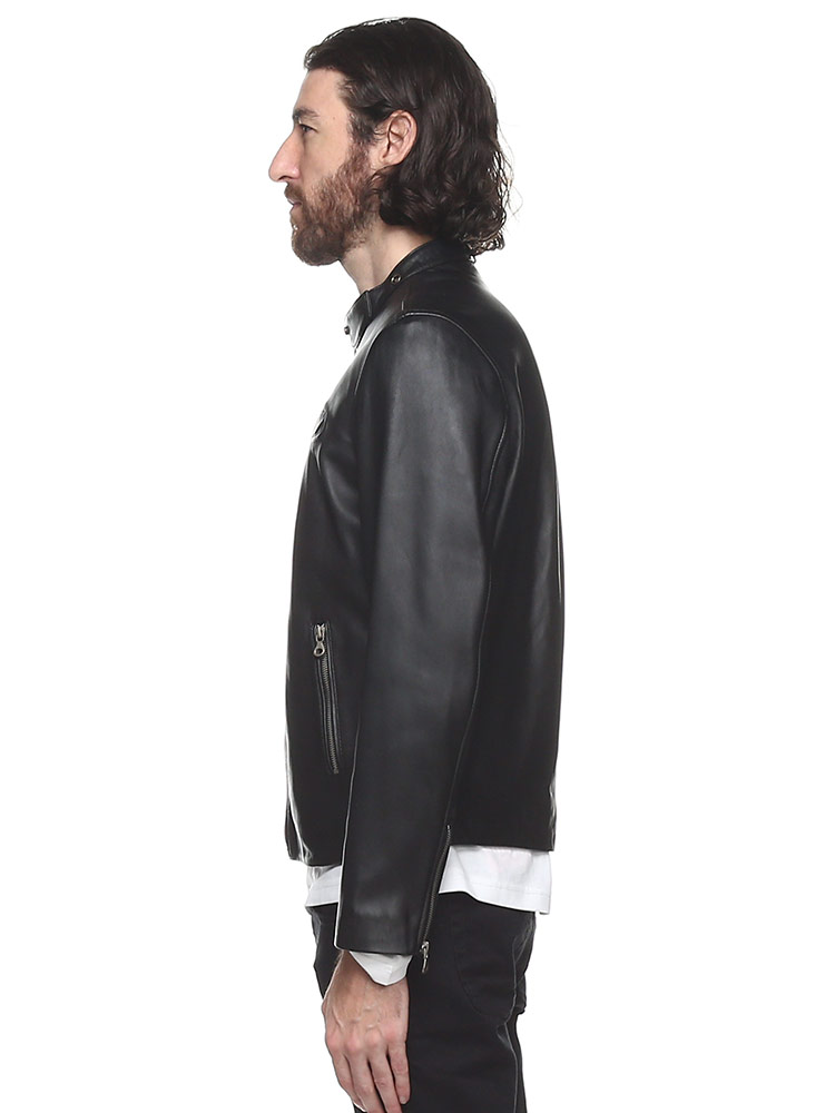 DIESEL (ディーゼル) レザー ロゴ フルジップ ライダースジャケット