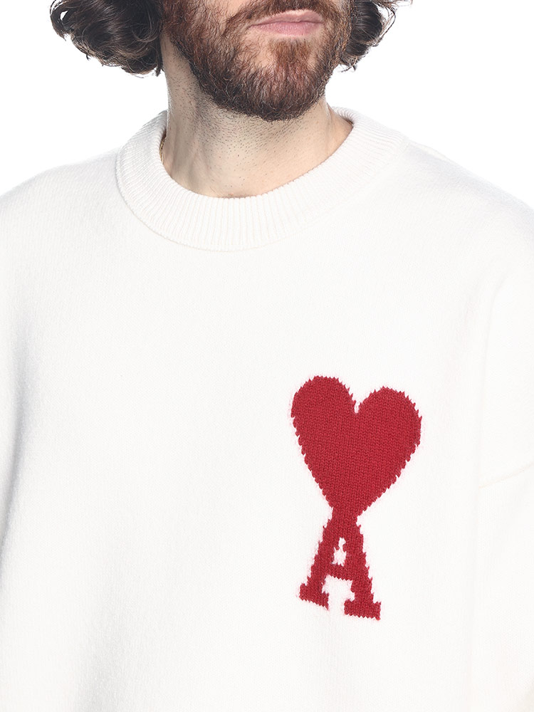 AMI PARIS (アミパリス) 胸ロゴ クルーネック ニット AMI DE COEUR