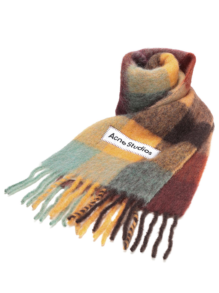 Acne Studios (アクネストゥディオズ) モヘヤ混 チェック柄 マフラー