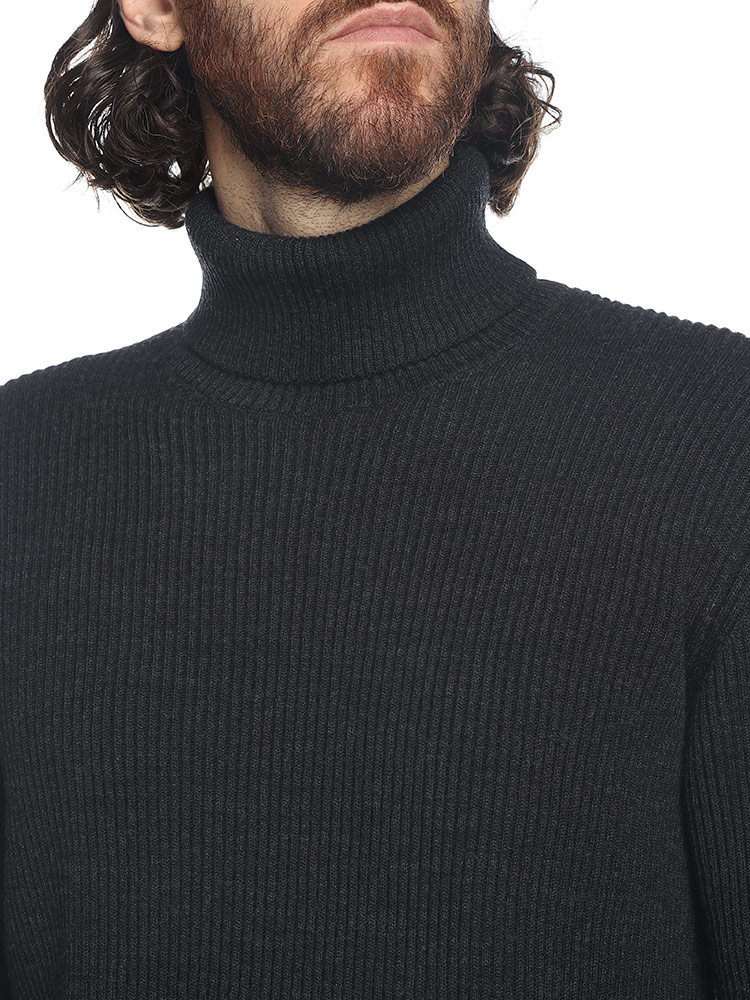 STONE ISLAND (ストーンアイランド) 袖ロゴ タートルネック リブニット