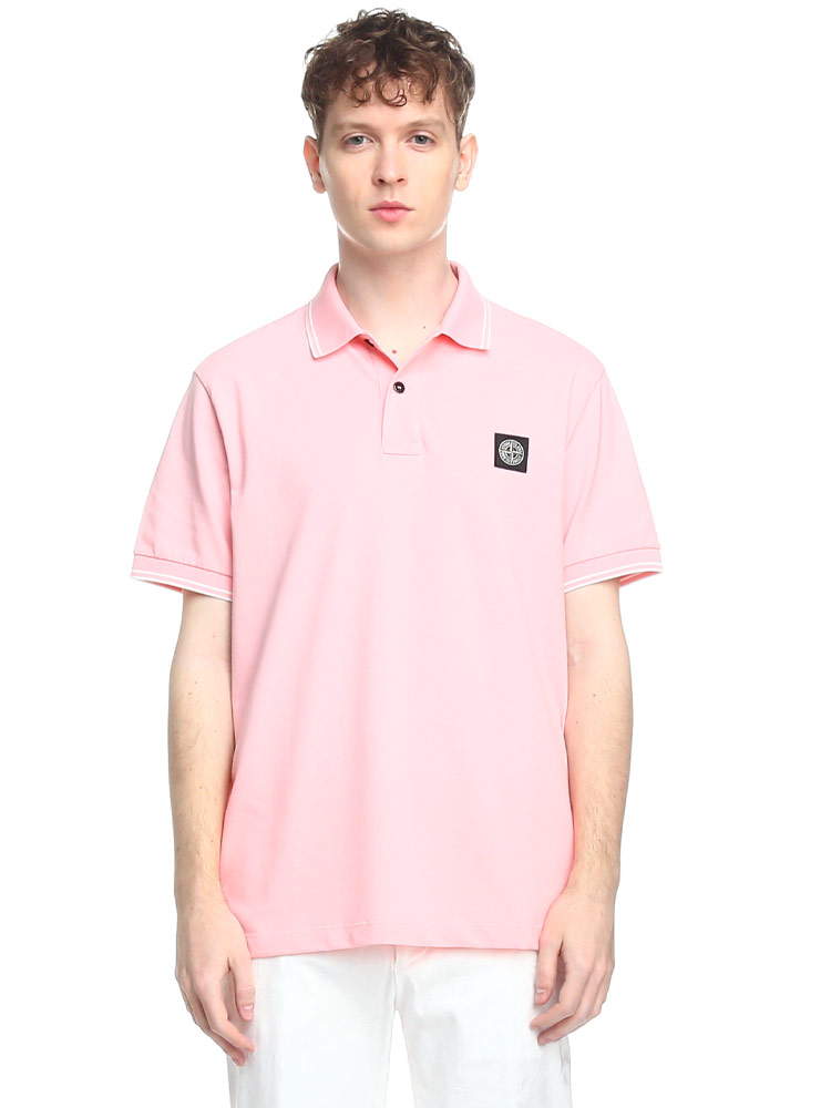 STONE ISLAND (ストーンアイランド) 胸ロゴ ライン 半袖 ポロシャツ