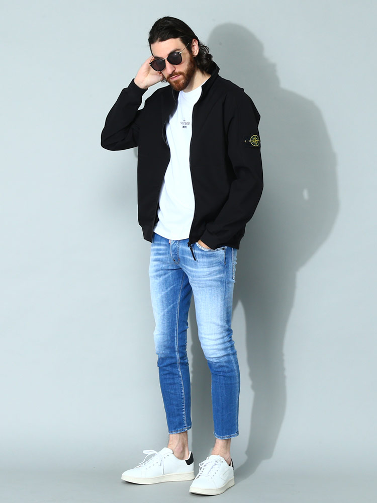 STONE ISLAND (ストーンアイランド) ナイロン 袖ロゴ フルジップ