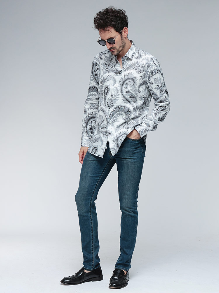 ETRO (エトロ) コットン ペイズリー柄 長袖 シャツ ETMRIB0199SA5L1