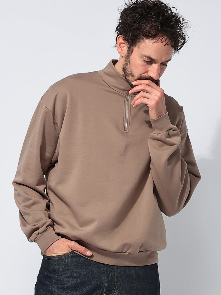 AURALEE (オーラリー) 裏起毛 ハイゲージ編み ハーフジップ スウェット