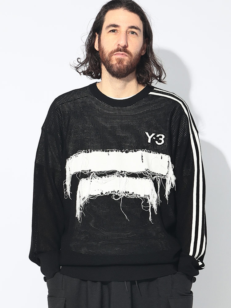 Y-3 (ワイスリー) スリーストライプ クルーネック ニット GFX KNIT