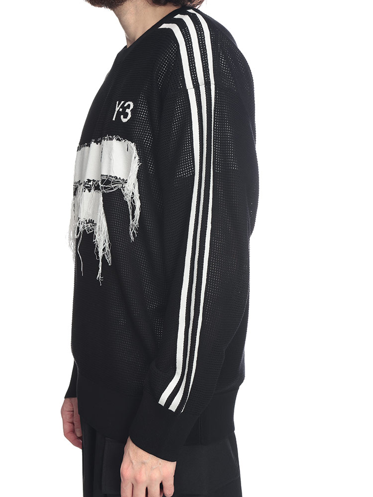 Y-3 (ワイスリー) スリーストライプ クルーネック ニット GFX KNIT