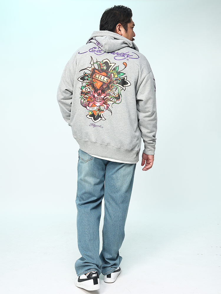 刺繍＆プリント フルジップ パーカー (ed hardy) エドハーディー