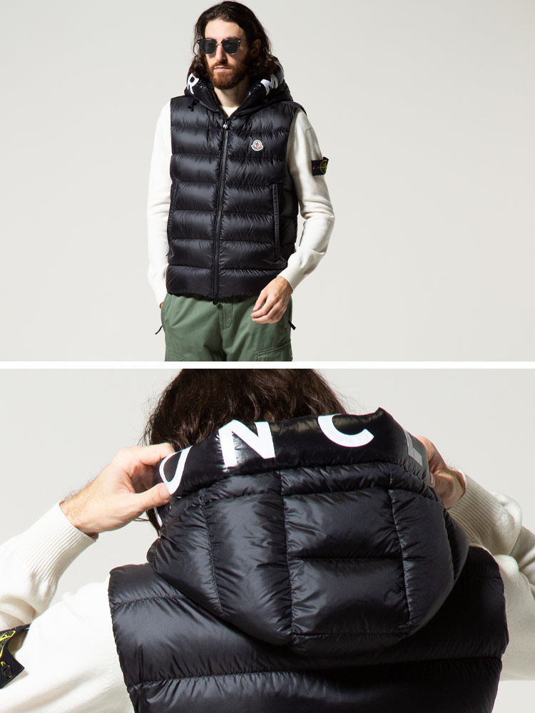 MONCLER (モンクレール) フードロゴ フルジップ ダウンベスト