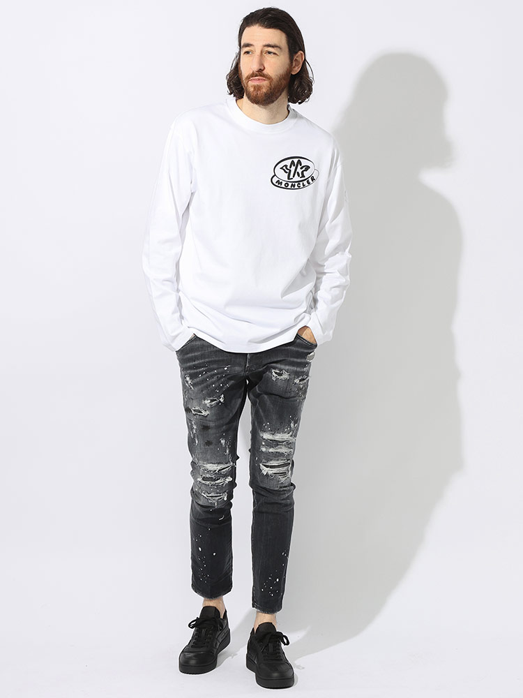 MONCLER (モンクレール) レタリングプリント 袖ロゴワッペン クルー