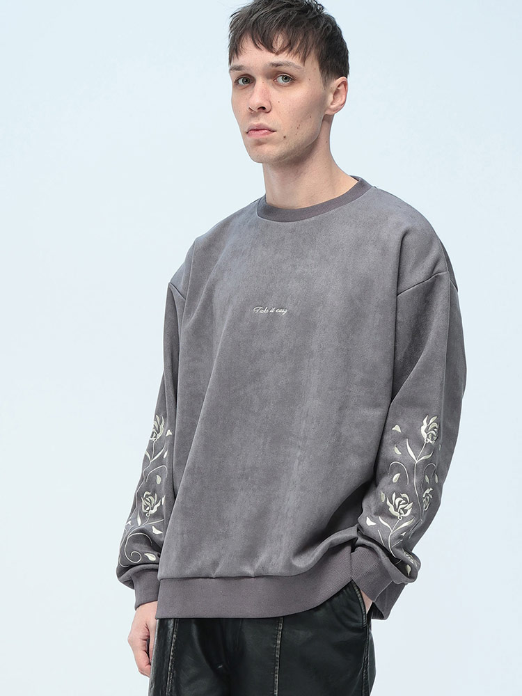 NAIVE MAGIC (ナイーブマジック) 袖刺繍 ストレッチ スウェット