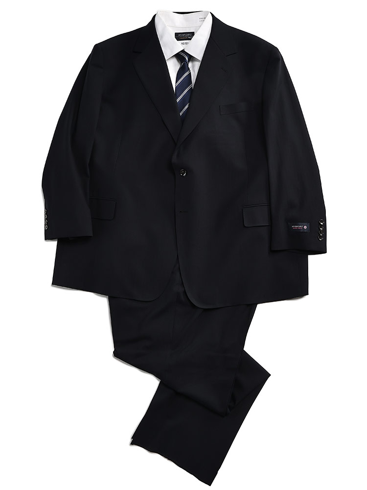 洗える スーツ 2本パンツ シャドーストライプ ウール混 シングル 2ツ釦