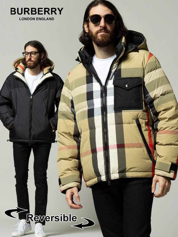 BURBERRY (バーバリー) リバーシブル チェック＆無地 ダウンジャケット