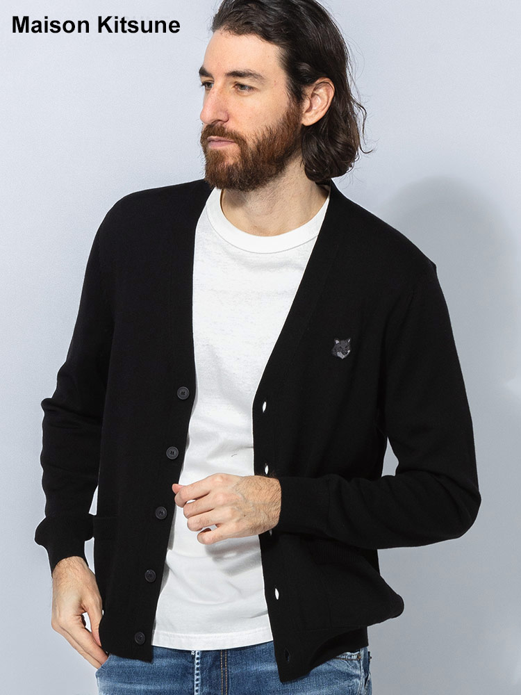 Maison Kitsune (メゾン キツネ) メリノウール 胸パッチ Vネック