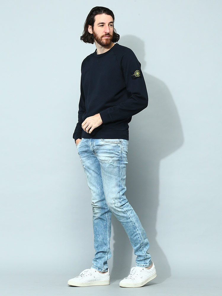 STONE ISLAND (ストーンアイランド) 袖ロゴ クルーネック トレーナー