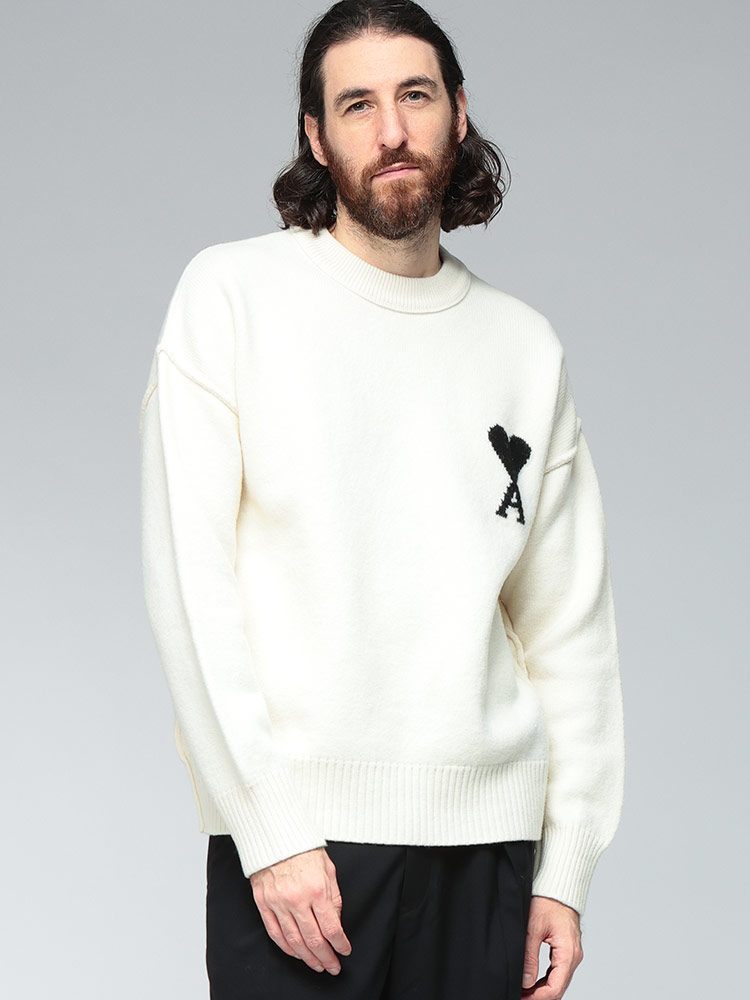 AMI PARIS (アミパリス) 胸ロゴ クルーネック セーター Ami de Coeur