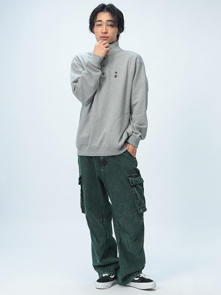 Coleman (コールマン) 裏起毛 ポケット付き ハーフボタン トレーナー