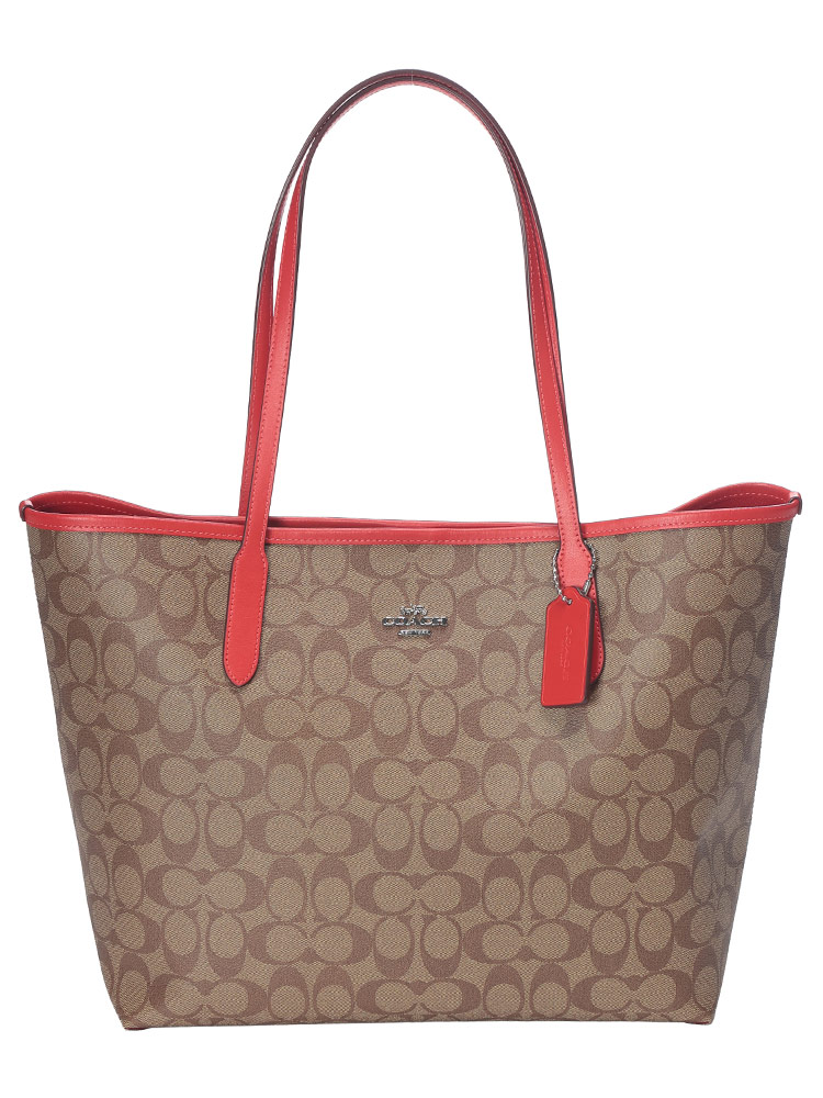 COACH (コーチ) シグネチャー キャンバス レザー トートバッグ