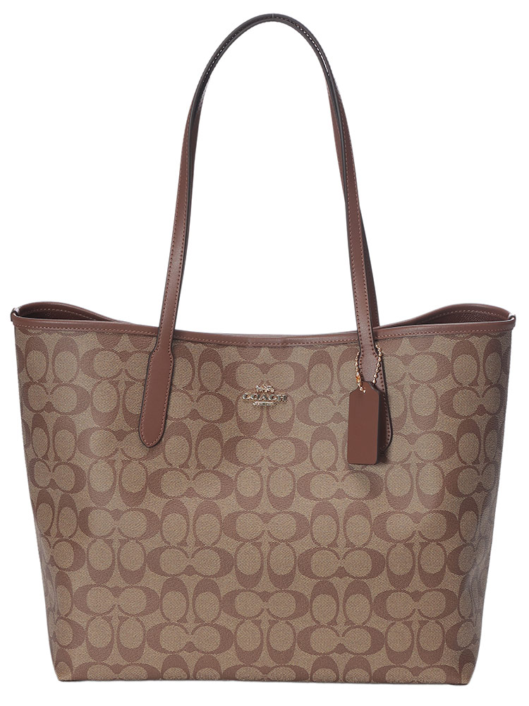 COACH (コーチ) シグネチャー キャンバス レザー トートバッグ