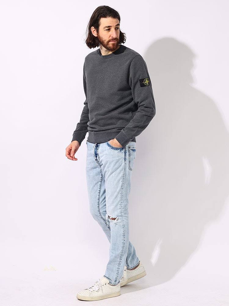 STONE ISLAND (ストーンアイランド) 裏起毛 ロゴワッペン リブ クルー