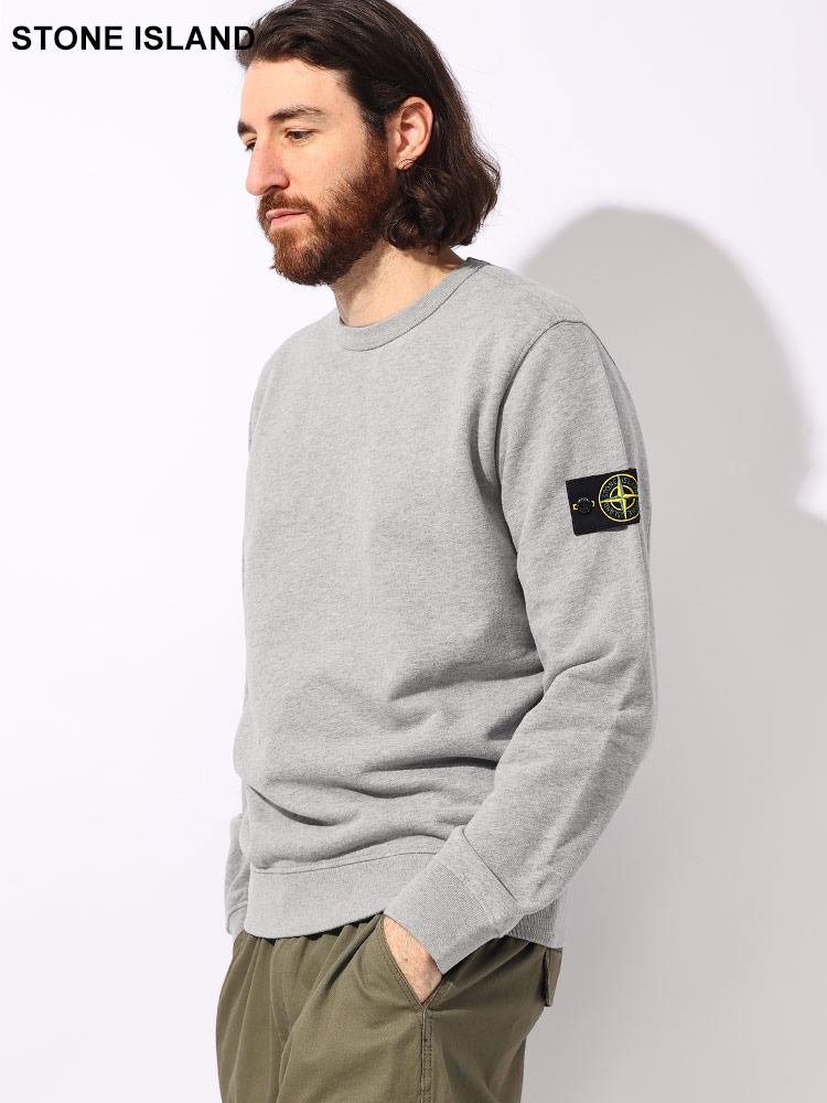 STONE ISLAND (ストーンアイランド) 裏起毛 ロゴワッペン リブ クルー