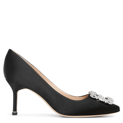 Manolo Blahnik | Hangisi 70 black satin pumps | Savannahs