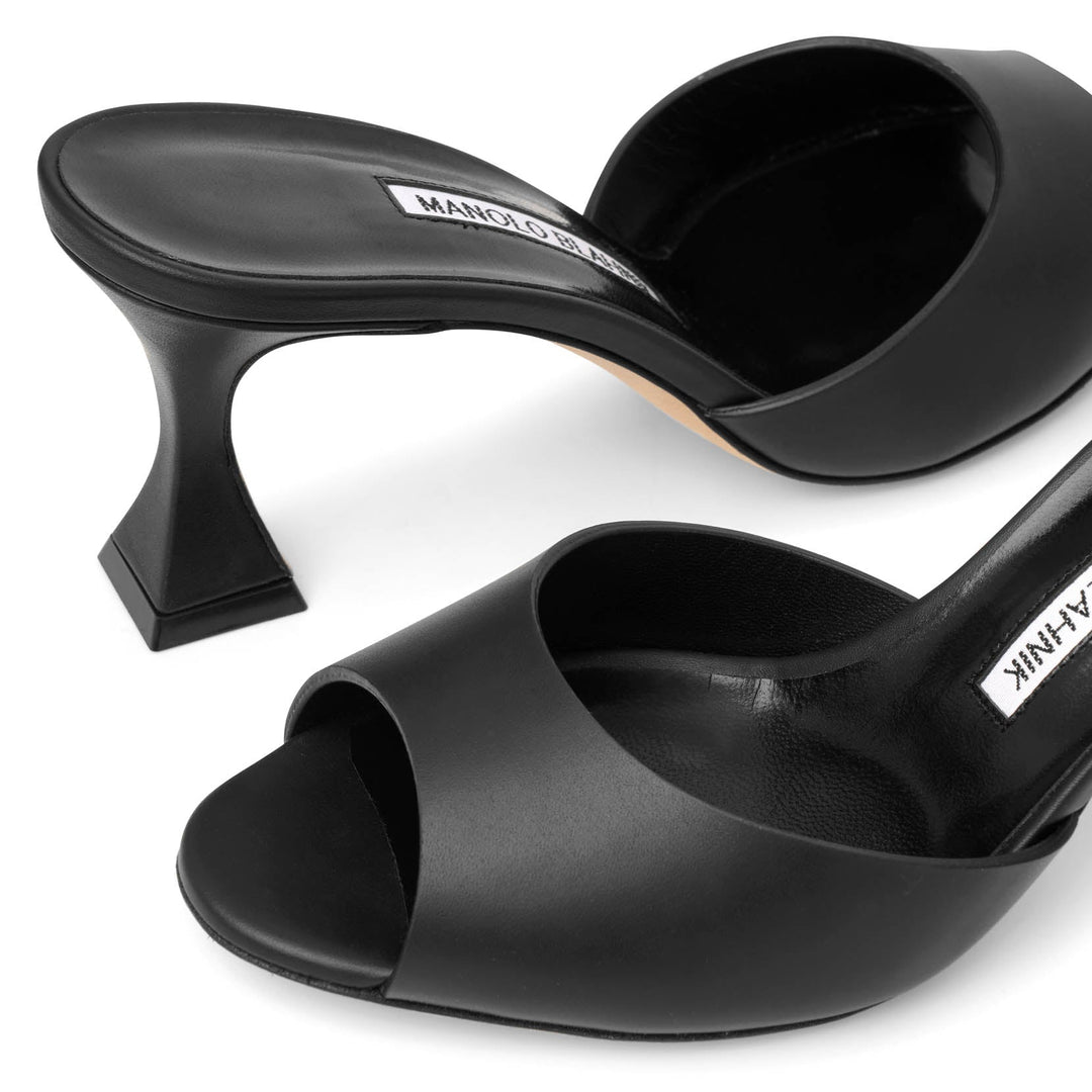 Manolo Blahnik | Jadarona 70 black leather mules | Savannahs