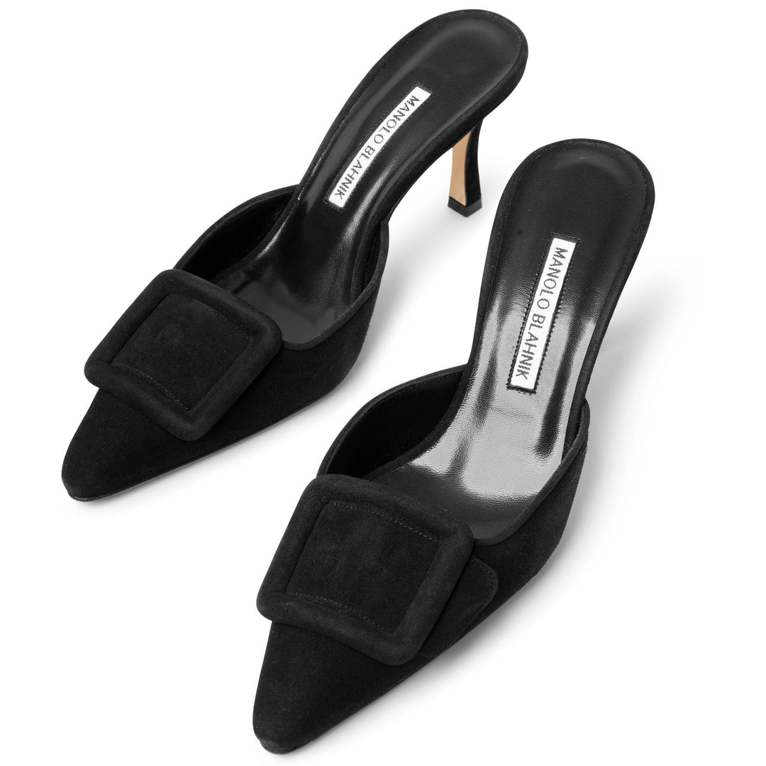 Manolo Blahnik | Maysale 70 black suede mules | Savannahs