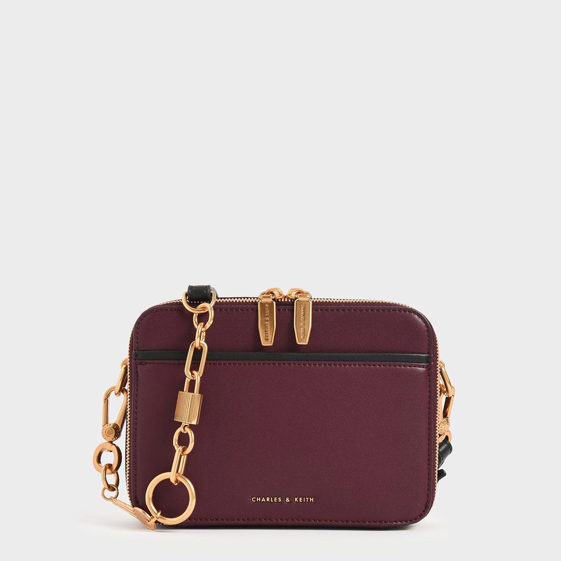CHARLES & KEITH ダブルジップ クロスボディバッグ （Purple） -靴