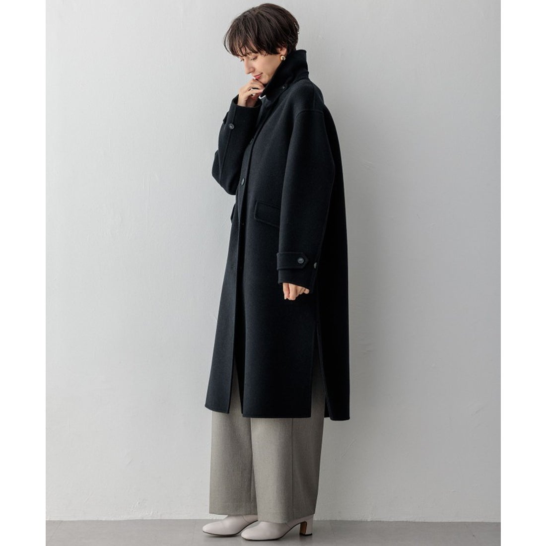 ニジュウサンク 23区 MANTECOPureリバー ロングコート （ブラック系